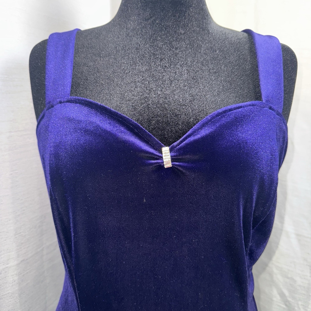 Onyx Nite Velvet Purple Vintage Y2K Formal Sparkly Dress Size 16 - Picture 3 of 13